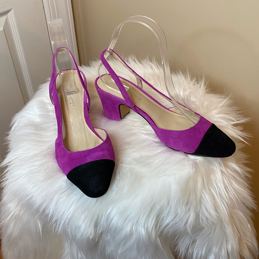 Marc Fisher Purple and Black Slingback Heels